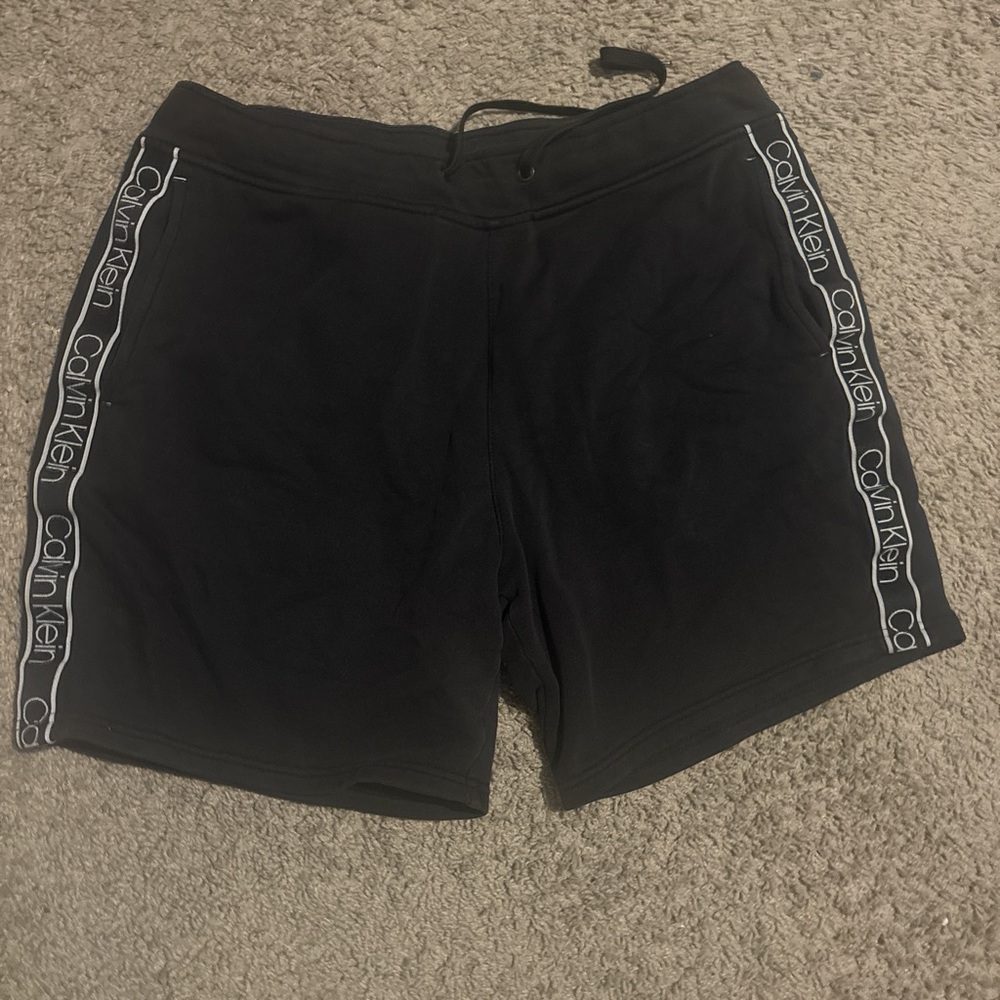 Calvin Klein Black Athletic Shorts with Side Stripes
